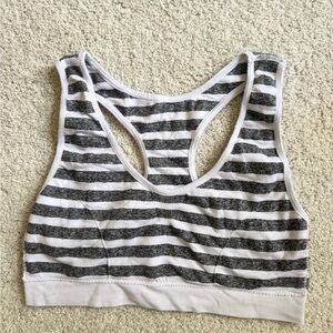 Skinnygirl Black and White Striped Sports Bra